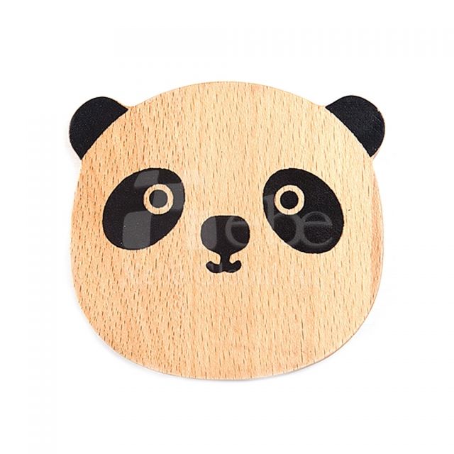 熊貓造型木頭客製化杯墊